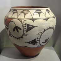 Traditional geometric design on a large polychrome storage jar