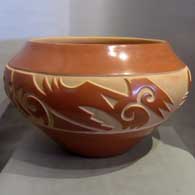 Red carved jar