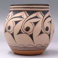 Buff jar with a band of black geometric design