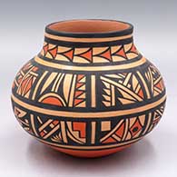 Polychrome jar with bands of geometric design