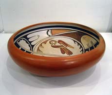 Polychrome bowl with bird element design Bird element design on a polychrome bowl
