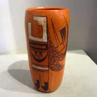 Polychrome cylinder with eagle tail and geometric design