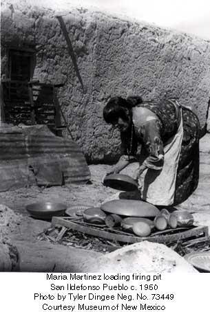 Maria Martinez loading firing pit



San Ildefonso Pueblo c. 1950



Photo by Tyler Dingee Neg. No. 73449



Courtesy Museum of New Mexico