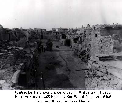 Waiting for the Snake Dance to begin.  Mishongnovi Pueblo

Hopi, Arizona c. 1895