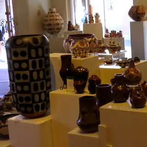 A look at the pottery on display on the Navajo pottery shelves