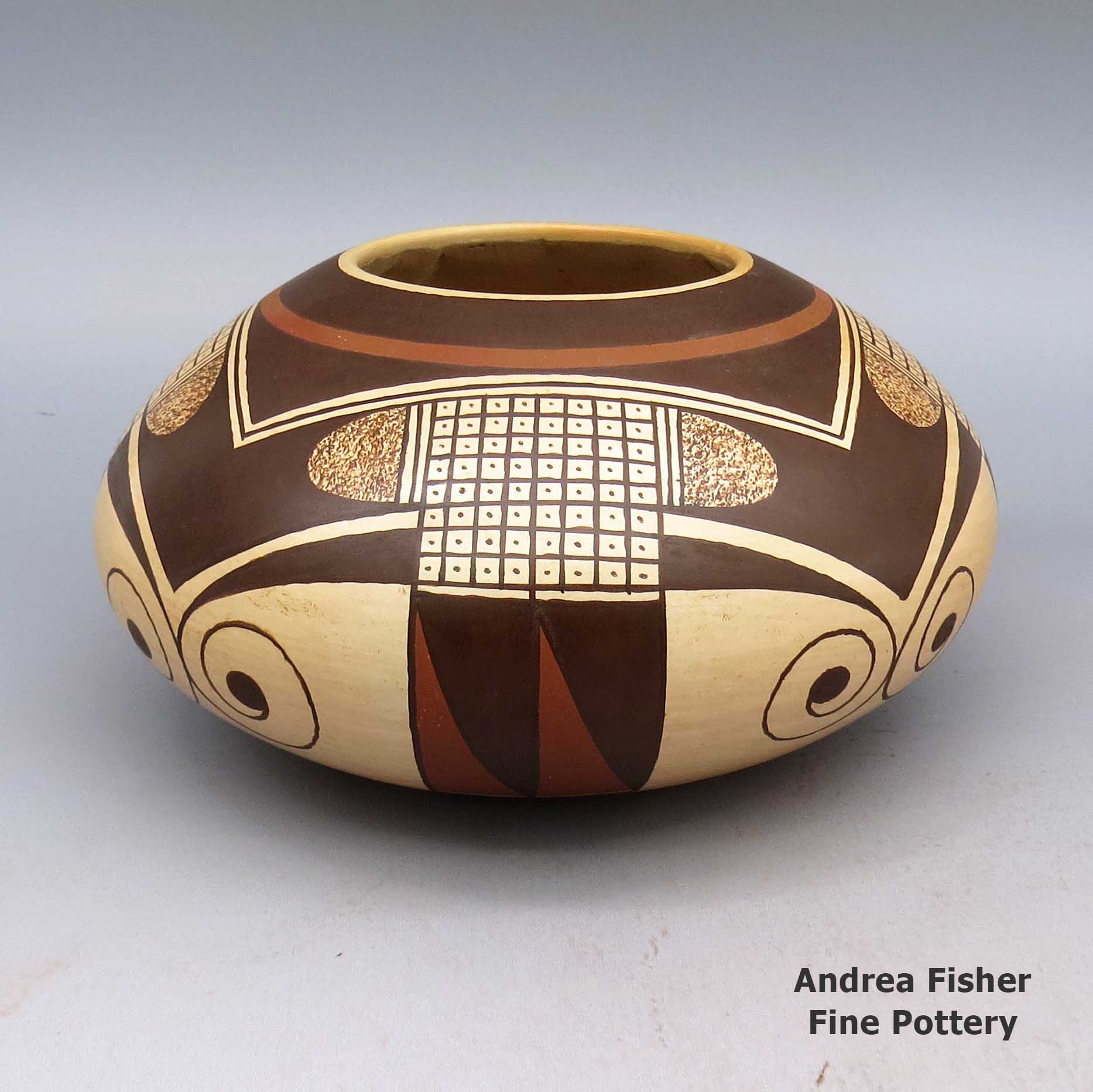 Polychrome jar with geometric design made by Stetson Setalla of Hopi