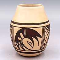 Polychrome jar with a 4-panel bird element and geometric design
 by Donna Robertson of Hopi