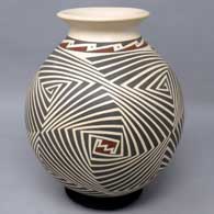 Polychrome jar with geometric design
 by Rodrigo Perez of Mata Ortiz and Casas Grandes