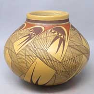 Polychrome jar with migration pattern design
 by Jean Sahmie of Hopi