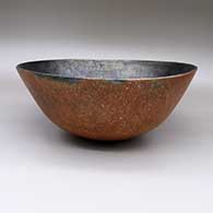 Large micaceous gold bowl with fire clouds
 by Lonnie Vigil of Nambe