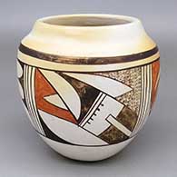 Polychrome jar with fire clouds and a four-panel geometric design
 by Fawn Navasie of Hopi