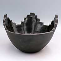 Black three step prayer bowl with a polished interior and matte exterior
 by Grace Medicine Flower of Santa Clara