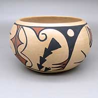 Polychrome bowl with a kiva step and geometric design
 by Carmelita Dunlap of San Ildefonso