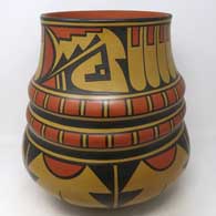 Polychrome triple shoulder jar with geometric design
 by Cavan Gonzales of San Ildefonso