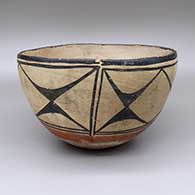 Polychrome hair washing bowl with a geometric design around the outside
 by Unknown of Cochiti