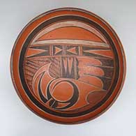 Large polychrome bowl with a tadpole and geometric design
 by Annie Healing of Hopi