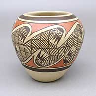 Small polychrome jar with a migration pattern geometric design
 by Fannie Nampeyo of Hopi