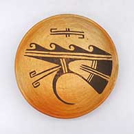 Black and red shallow bowl with geometric design and fire clouds
 by Unknown of Hopi