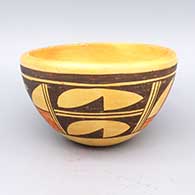 Polychrome bowl with geometric design and fire clouds
 by Ella Mae Talashie of Hopi