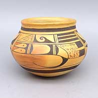 Black and red jar with geometric design and fire clouds
 by Elva Nampeyo of Hopi