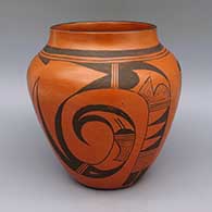Black and red jar with geometric design
 by Myrtle Young of Hopi