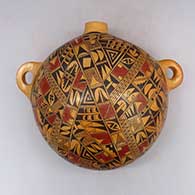 Polychrome canteen with geometric design and fire clouds
 by Emma Naha of Hopi