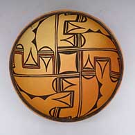 Large polychrome bowl with geometric design and fire clouds
 by Violet Huma of Hopi
