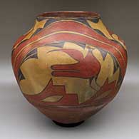 Large polychrome jar with roadrunner and geometric design
 by Unknown of Zia