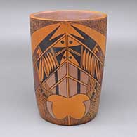 Polychrome cylinder with a painted geometric design and fire clouds
 by Dorothy Ami of Hopi