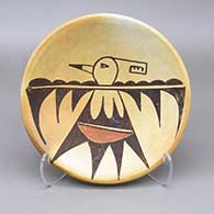 Polychrome plate with fire clouds and a bird design
 by Laura Preston of Hopi