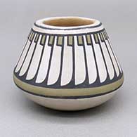 Small polychrome jar with a feather ring geometric design
 by Blue Corn of San Ildefonso