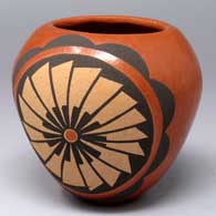 Polychrome jar with a painted medallion and geometric design
 by Phyllis M Tosa of Jemez