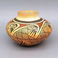 Polychrome jar with geometric design and fire clouds
 by Leah Nampeyo of Hopi