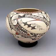 Polychrome jar with geometric design
 by Ismael Flores of Mata Ortiz and Casas Grandes