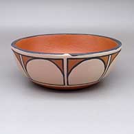 Polychrome bowl with a traditional Kewa design featuring geometric elements
 by Vicky Calabaza of Santo Domingo