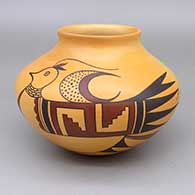 Polychrome jar with fire clouds and two-panel painted bird design
 by Mark Tahbo of Hopi
