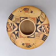 Polychrome jar with fire clouds and a bird and geometric design
 by Debbie Clashin of Hopi
