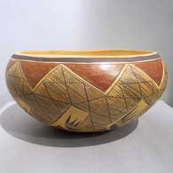 Polychrome bowl with migration pattern design and fire clouds
 by Priscilla Namingha of Hopi