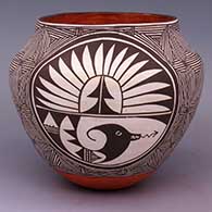 Polychrome jar with North Star fine-line, and feather-band and avanyu medallion design
 by Unknown of Acoma