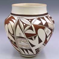 Polychrome jar with 4-panel geometric design
 by Joy Navasie aka 2nd Frogwoman of Hopi