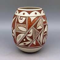 Polychrome jar with geometric design
 by Agnes Nahsonhoya of Hopi