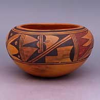 Polychrome jar with feather and geometric design
 by Anita Polacca of Hopi