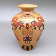 Polychrome jar with a flared opening, fire clouds, and a thunderbird design
 by Gloria Kahe of Hopi
