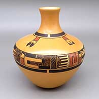 Polychrome jar with a flared opening, fire clouds, and a geometric design
 by Gloria Mahle of Hopi