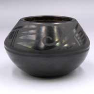 Black-on-black jar with a geometric design above the shoulder
 by Unknown of Santa Clara