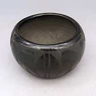 Black bowl with geometric design
 by Nicolasa Naranjo of Santa Clara