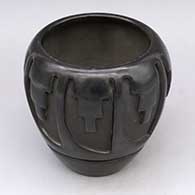 Black jar with carved geometric design
 by Teresita Naranjo of Santa Clara