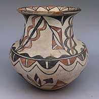 Polychrome jar with a flared neck and a floral and geometric design
 by Martina and Florentino Montoya of San Ildefonso