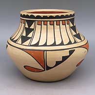 Polychrome jar with geometric design, click or tap to see a larger version