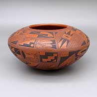 Red and black jar with a geometric design
 by Rondina Huma of Hopi